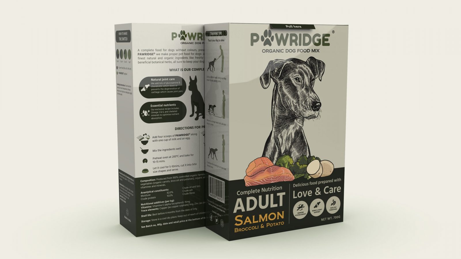 Student Packaging Design Concept for Organic Dog Food Mix