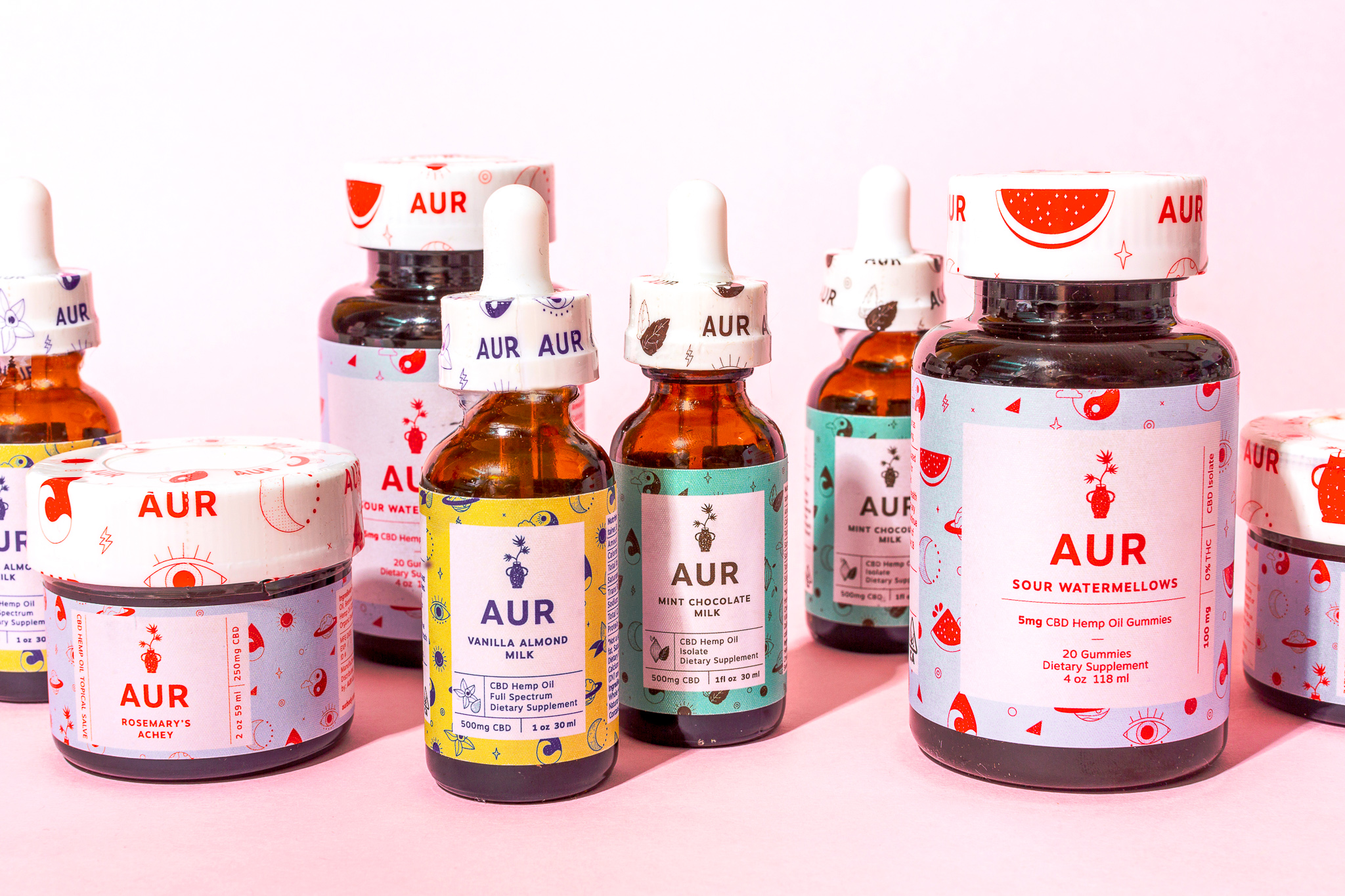 Consumer Brand Design for ‘AUR’ Body Tinctures, Gummies and Oils