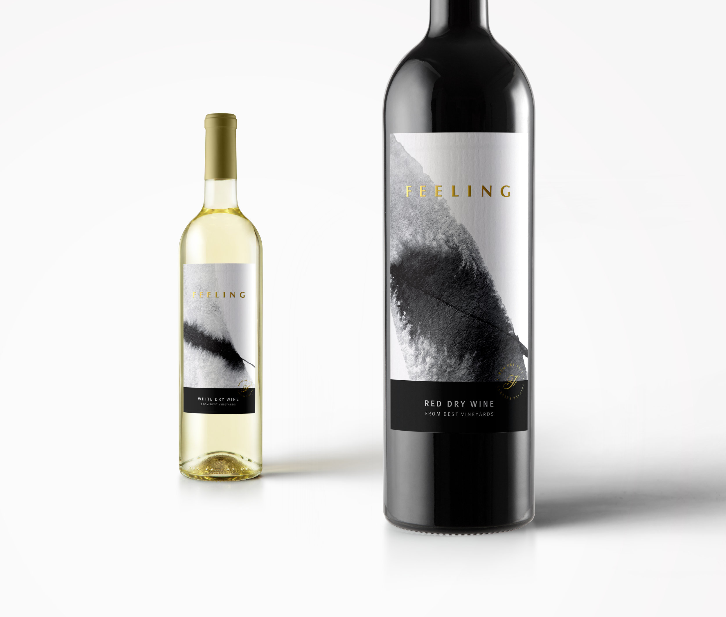 Label Packaging Design for Feeling White and Red Dry Wine