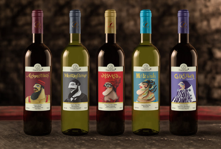 A Greek Artistic Approach for the Design of Portraits Characters Label Wine Series