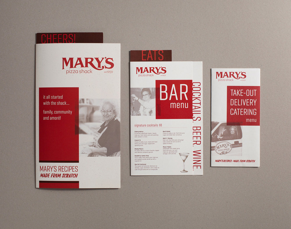 Brand Refresh, Packaging and Menu Design for Mary's Pizza Shack / World Brand and Packaging Design Society