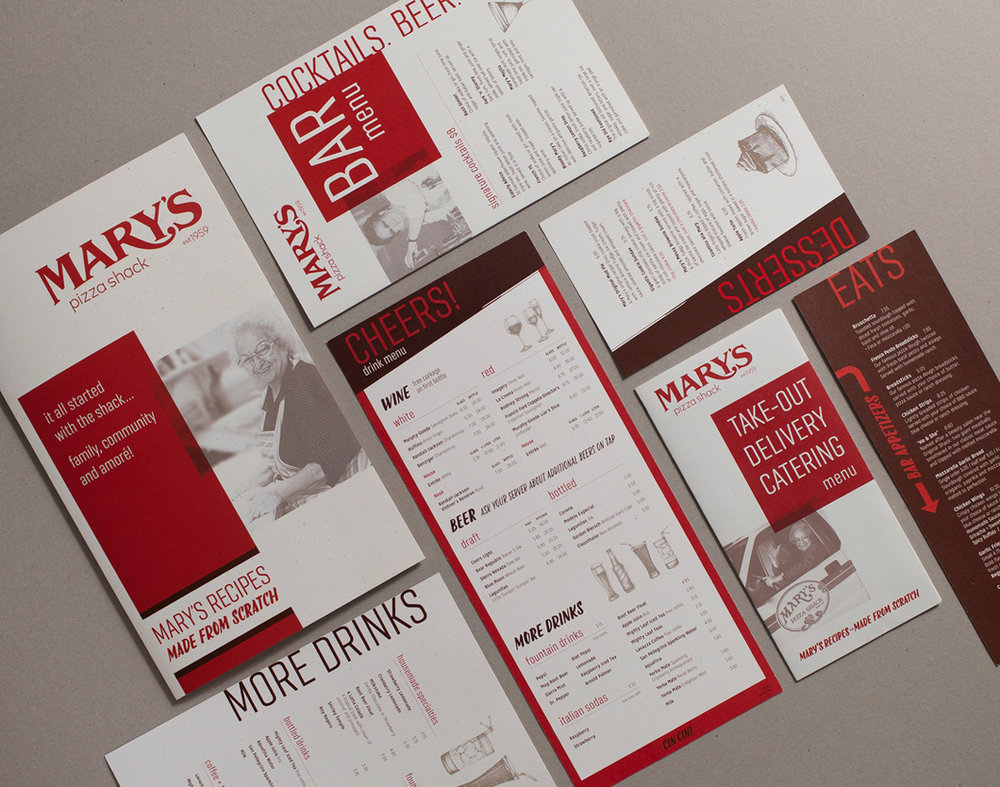 Brand Refresh, Packaging and Menu Design for Mary's Pizza Shack / World Brand and Packaging Design Society