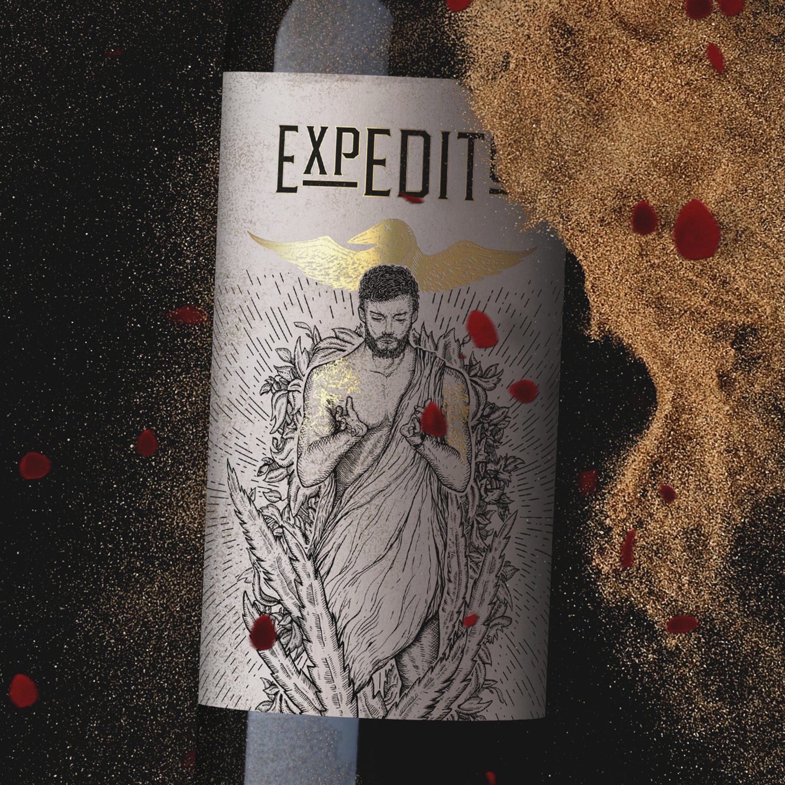 Engraved Illustration for Expedito Wine Label Design