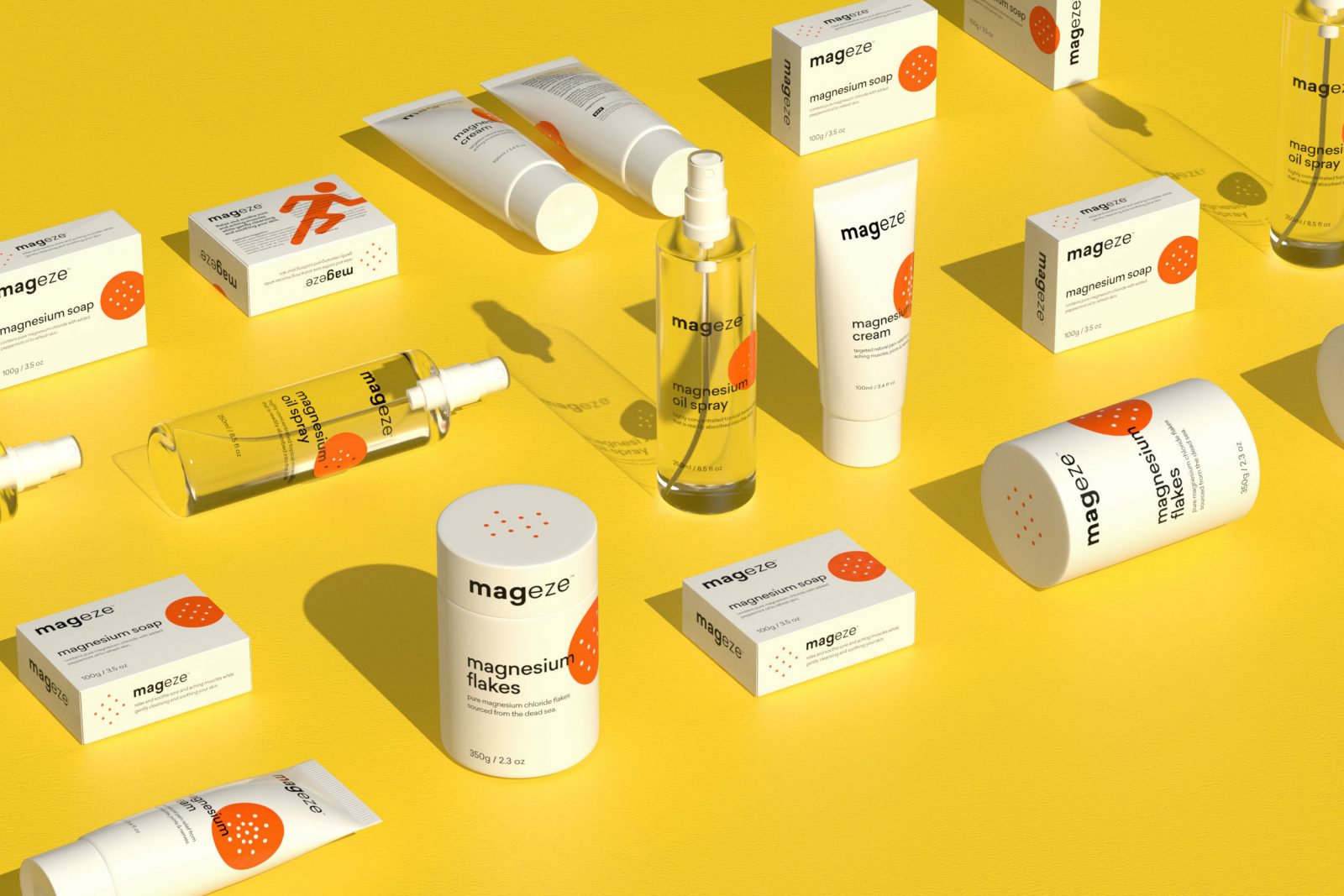 Identity Design & Packaging for “Mageze” Magnesium Products