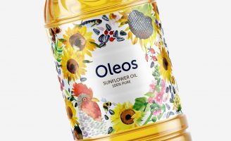 Sun Flower Oil Packaging with Emotional and Vivid Watercolour Illustration