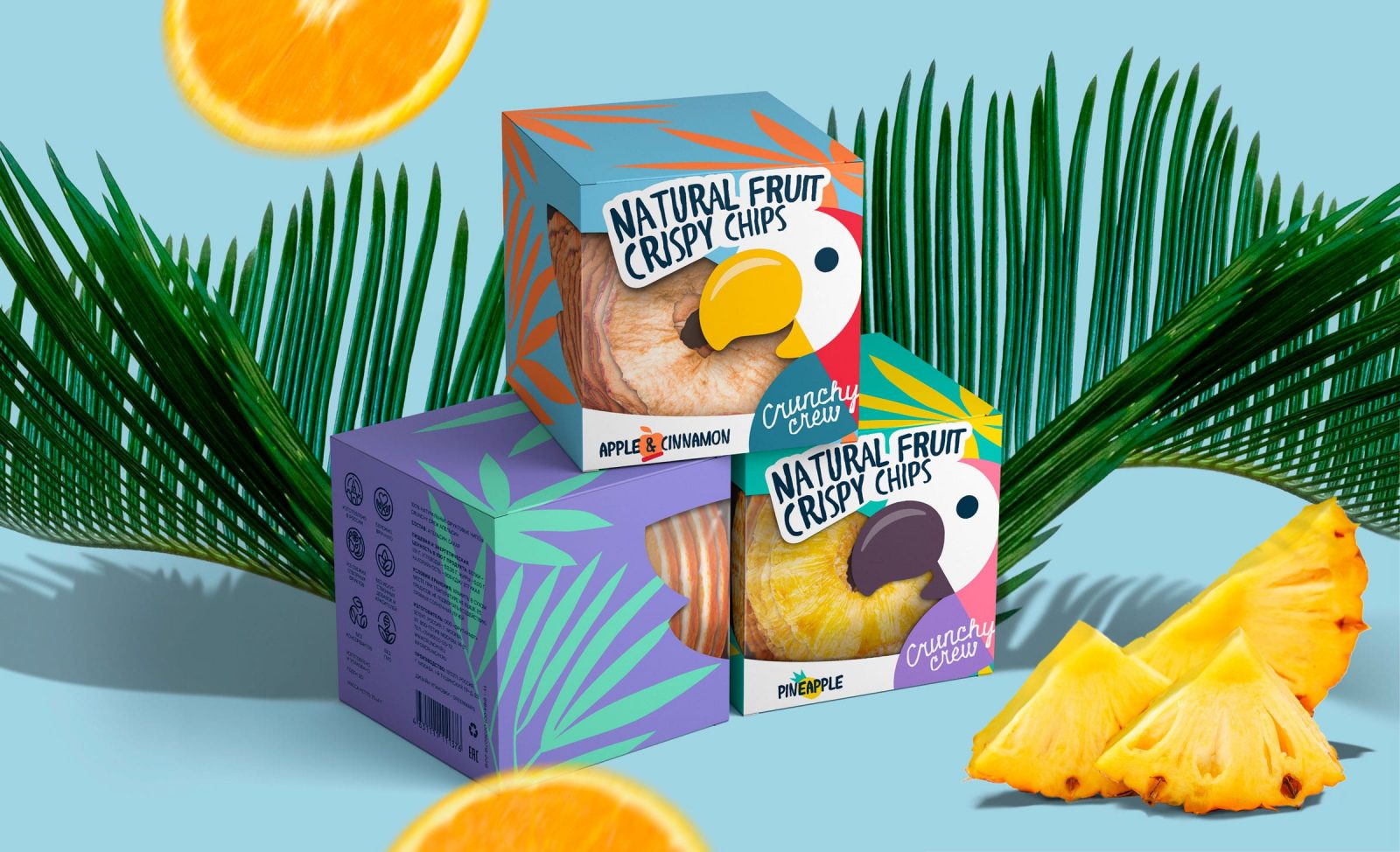 Naming, Logo and Packaging Design for Crunchy Crew Fruit Chips