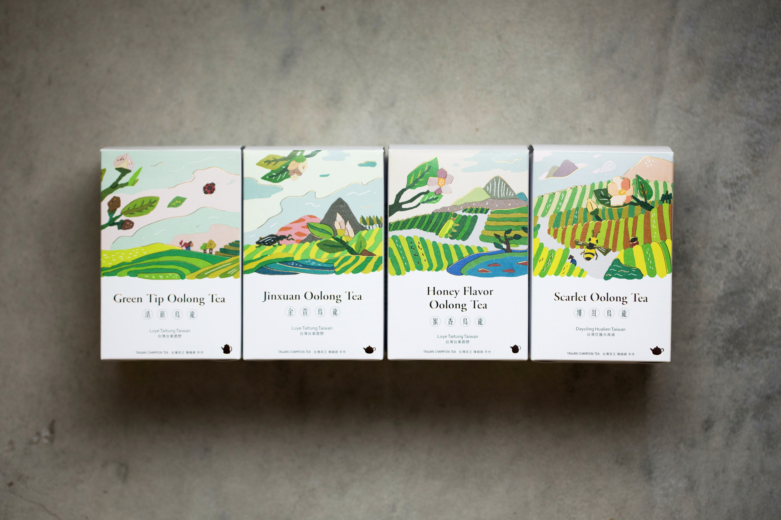 A Series of Packaging Design Illustrations Showing Taiwanese Minimalist Design