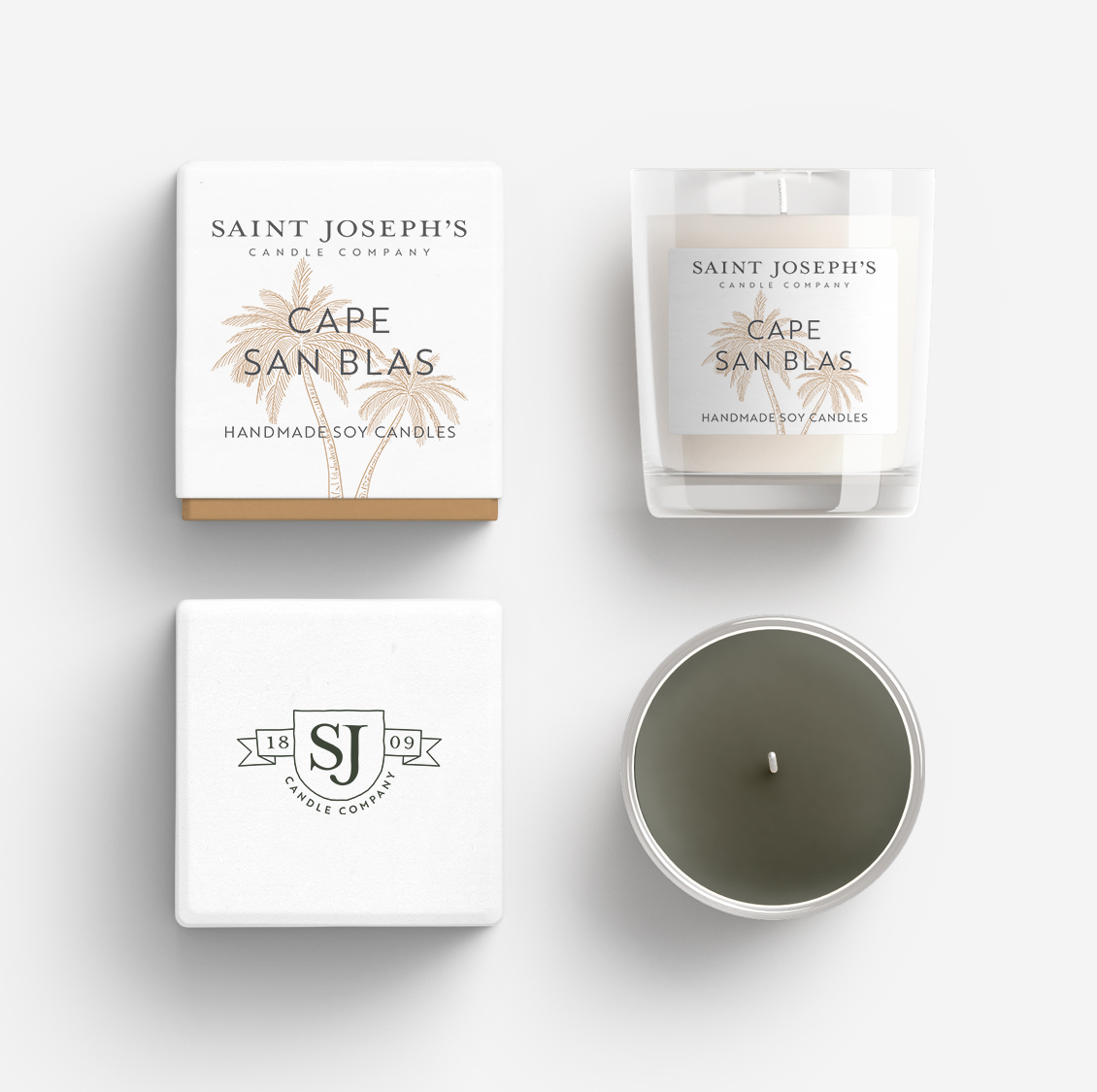 Brand and Packaging Design for Saint Joseph's Candle Company World