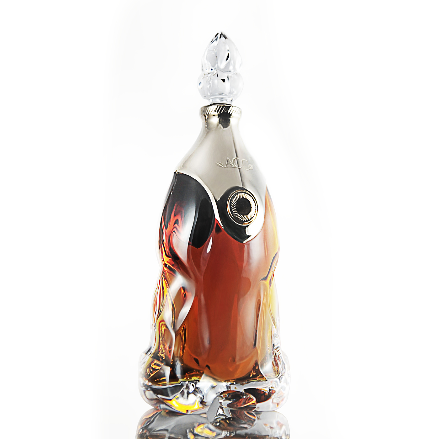 Sculptural Bottle Designed and Created in Crystal Glass for Whisky