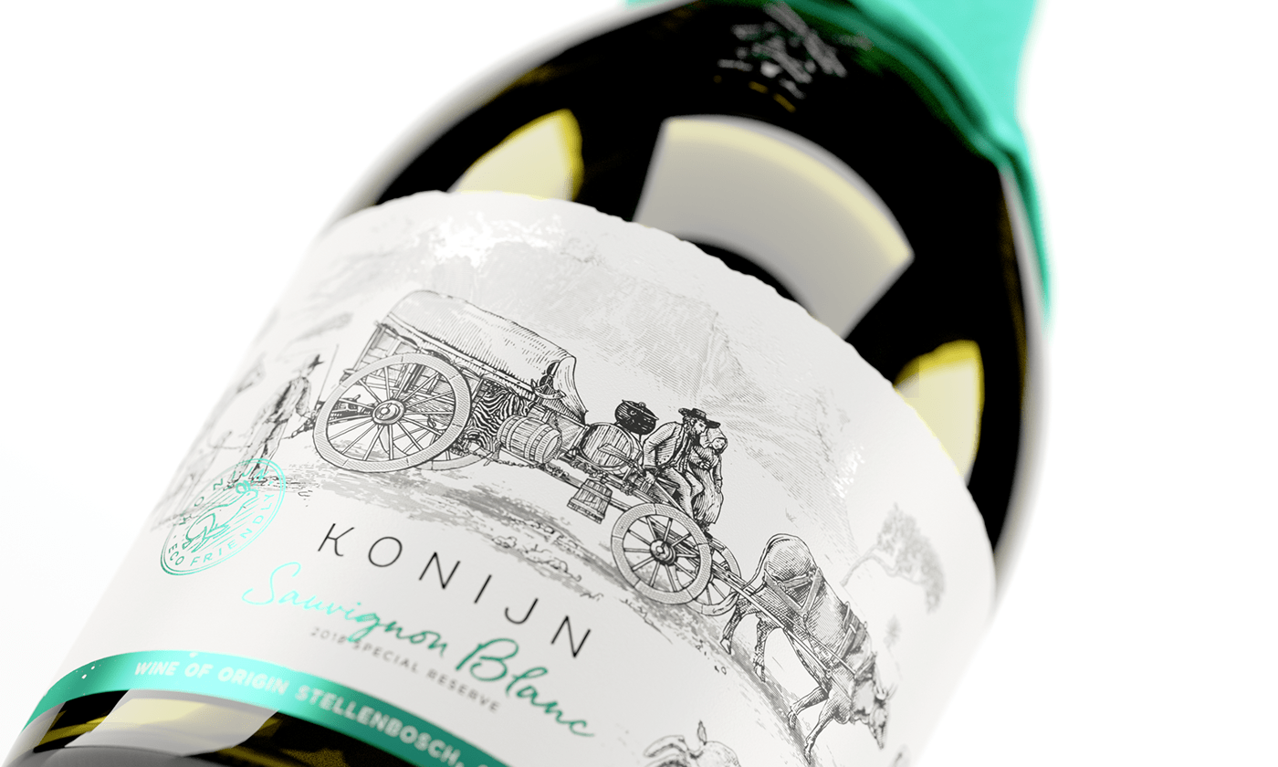 South African Wine Packaging Design with Illustration based on Inhabitants of the 1600’s