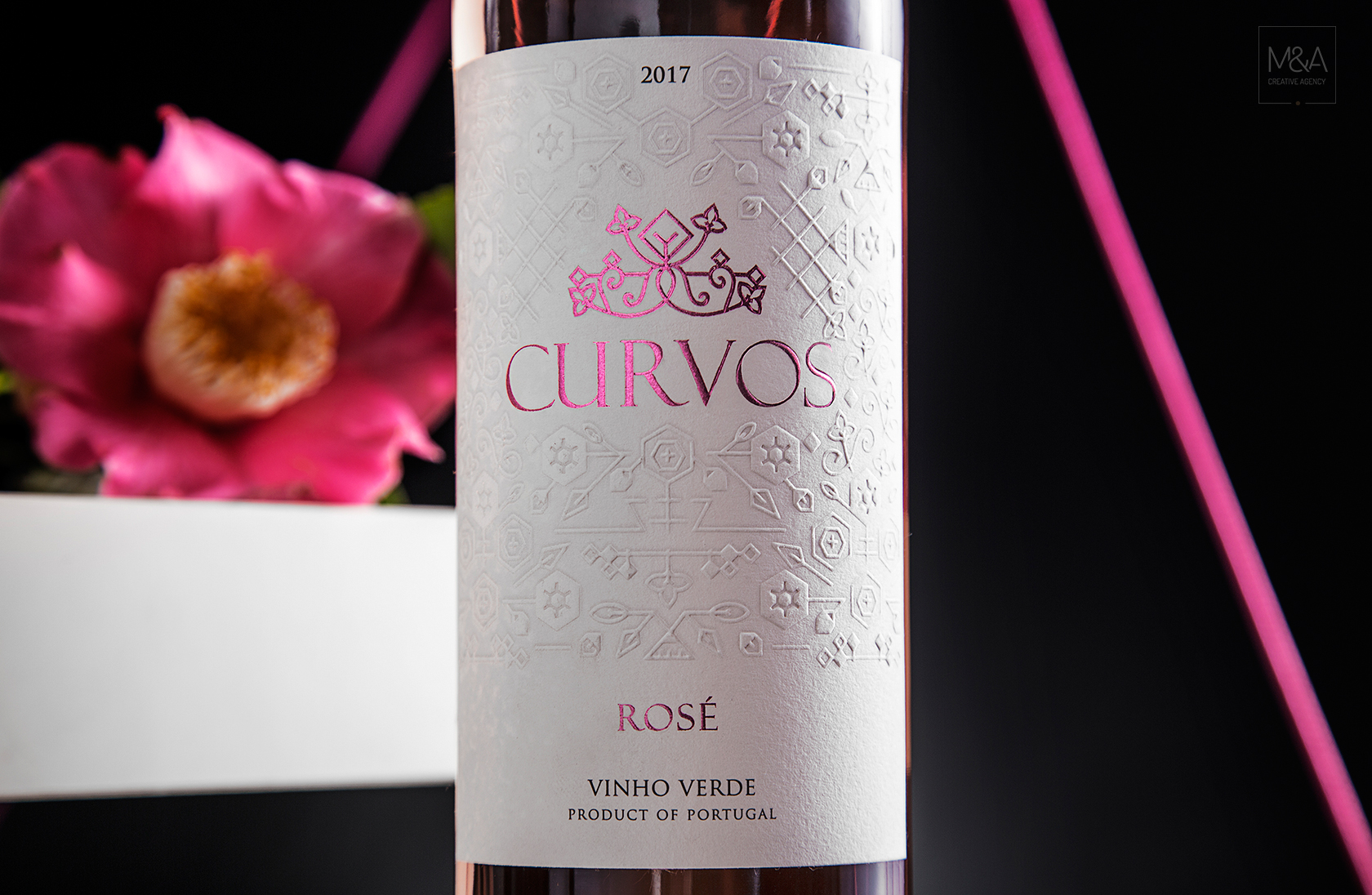 Portuguese Traditional Embroidery Represented on Packaging Design Rosé Wine Label