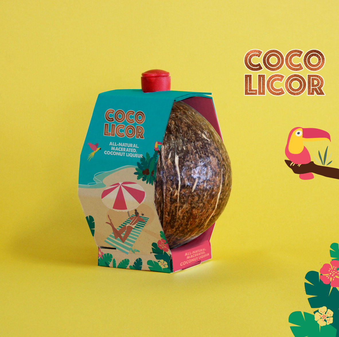 Packaging Design for Coconut Liqueur with Summer Vibes
