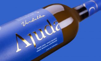 Portuguese Wine Label Utilises Contrasting Vibrant Blue and Stamped Foil Gold