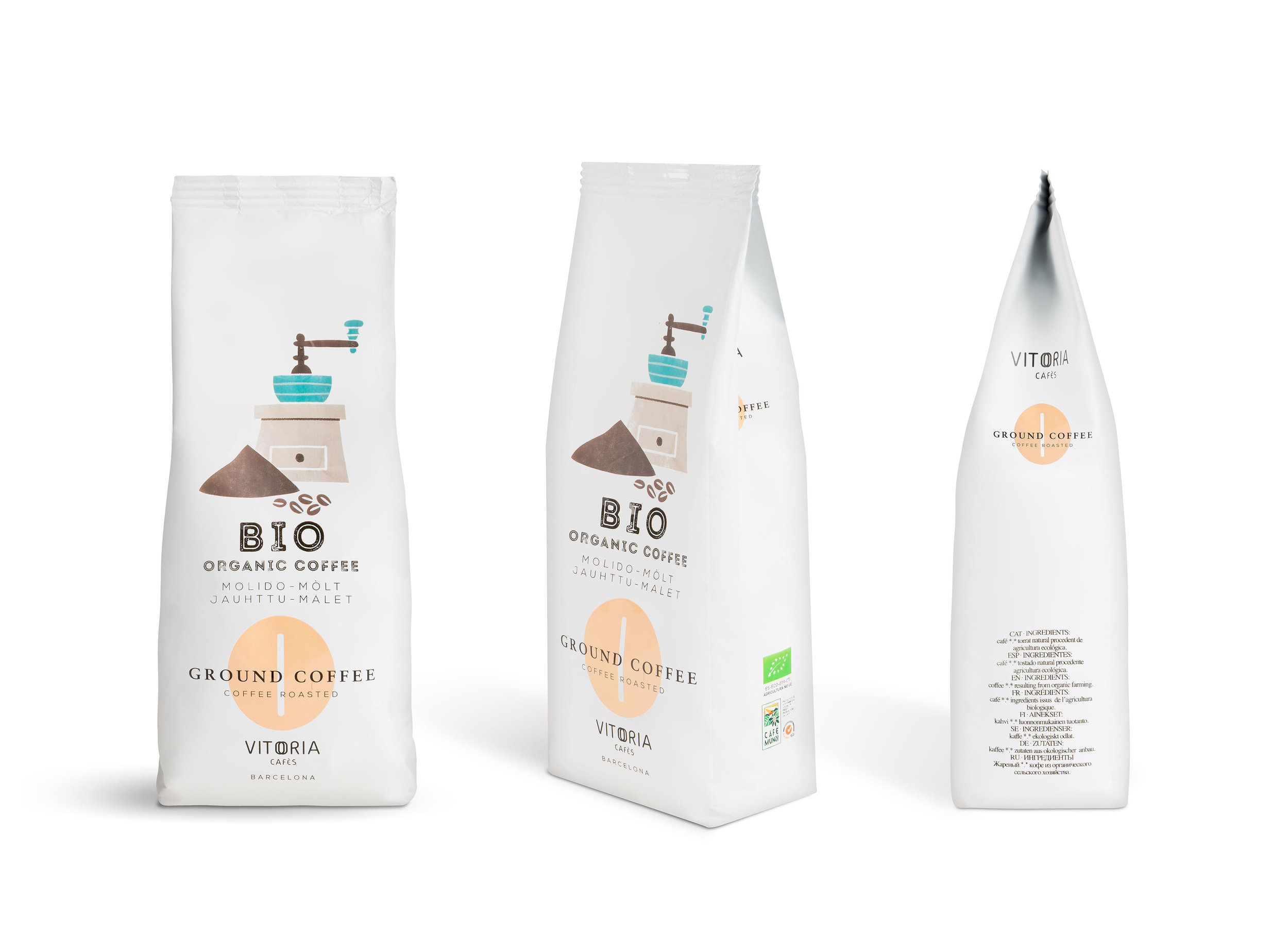 Packaging Design For VITORIA Organics Coffees