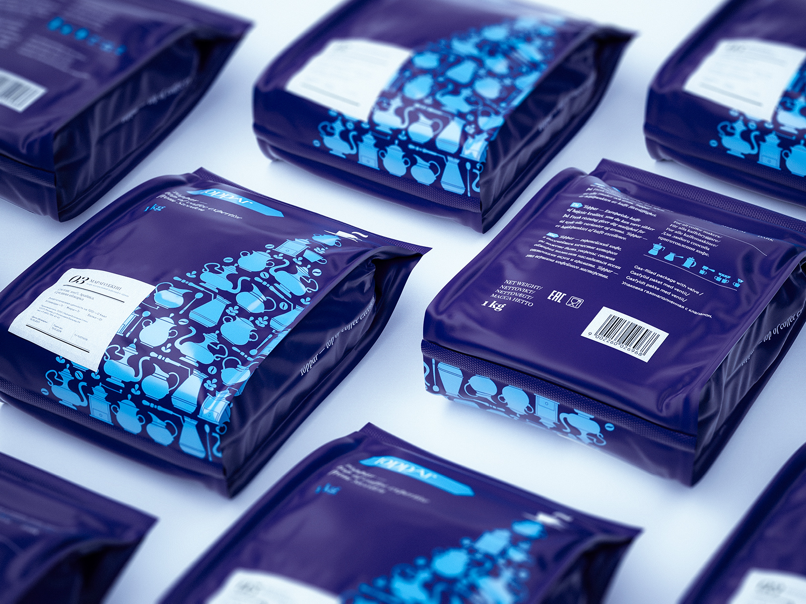 Coffee Beans Brand and Packaging Design for Russian Market