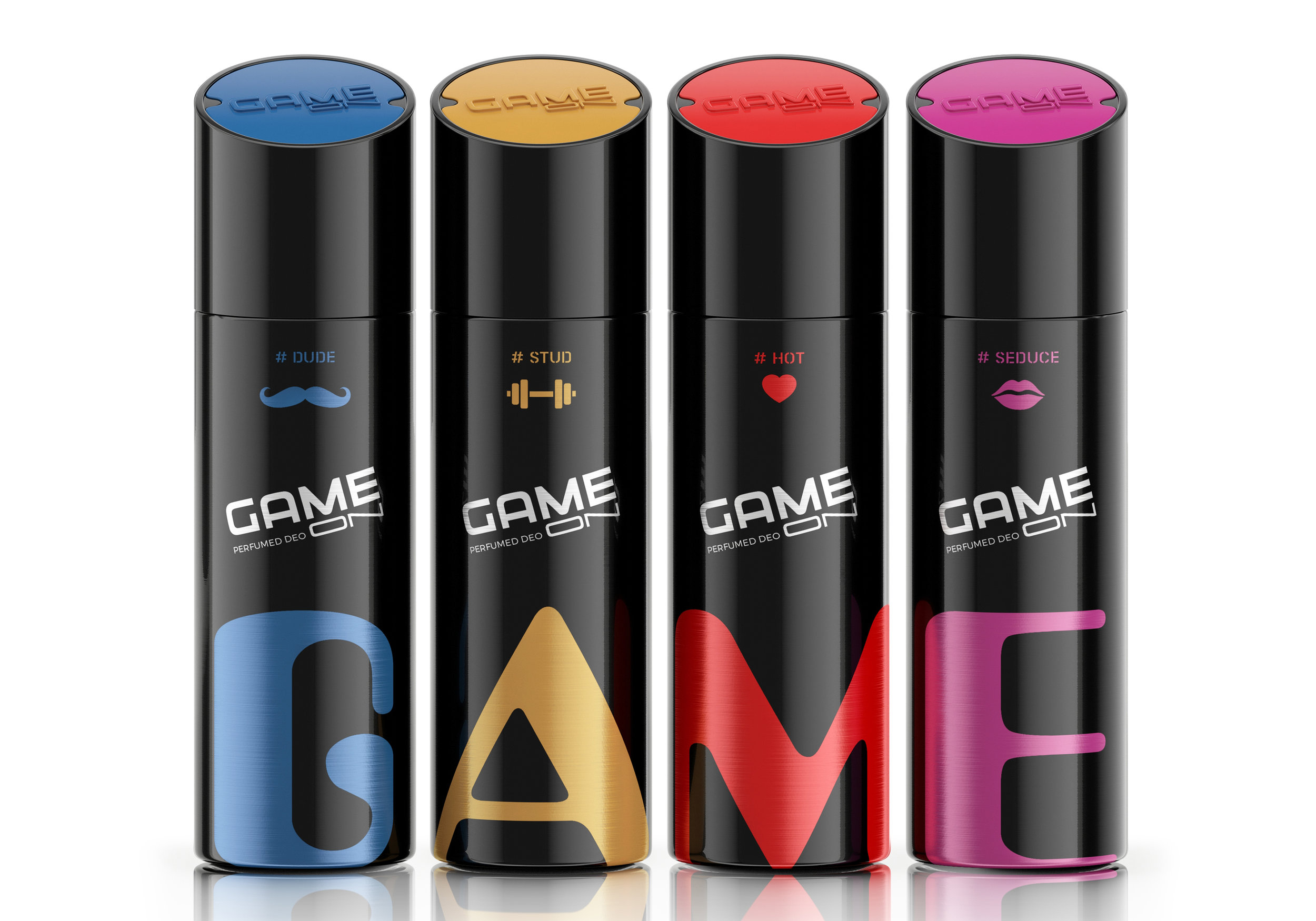Modern, Bold packaging Design for Game On Deodorants for the Indian Market