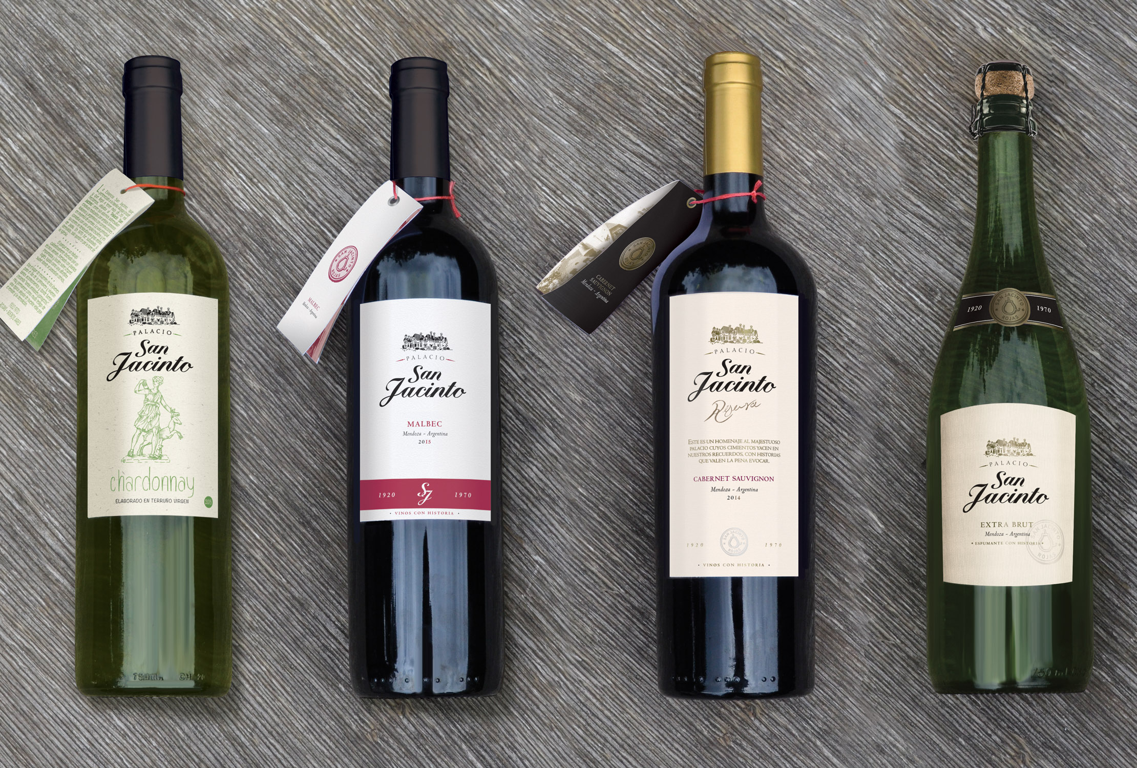Argentinean Classic Line of Wines Characterised by Simple White Label Design