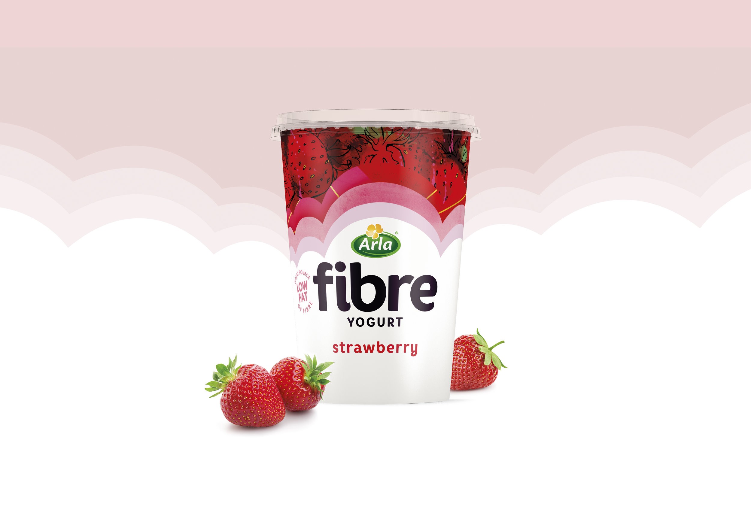 Abstract Fruit Illustrations and Patterns Used for Fibre Yogurts to be Launched in the UK by Arla