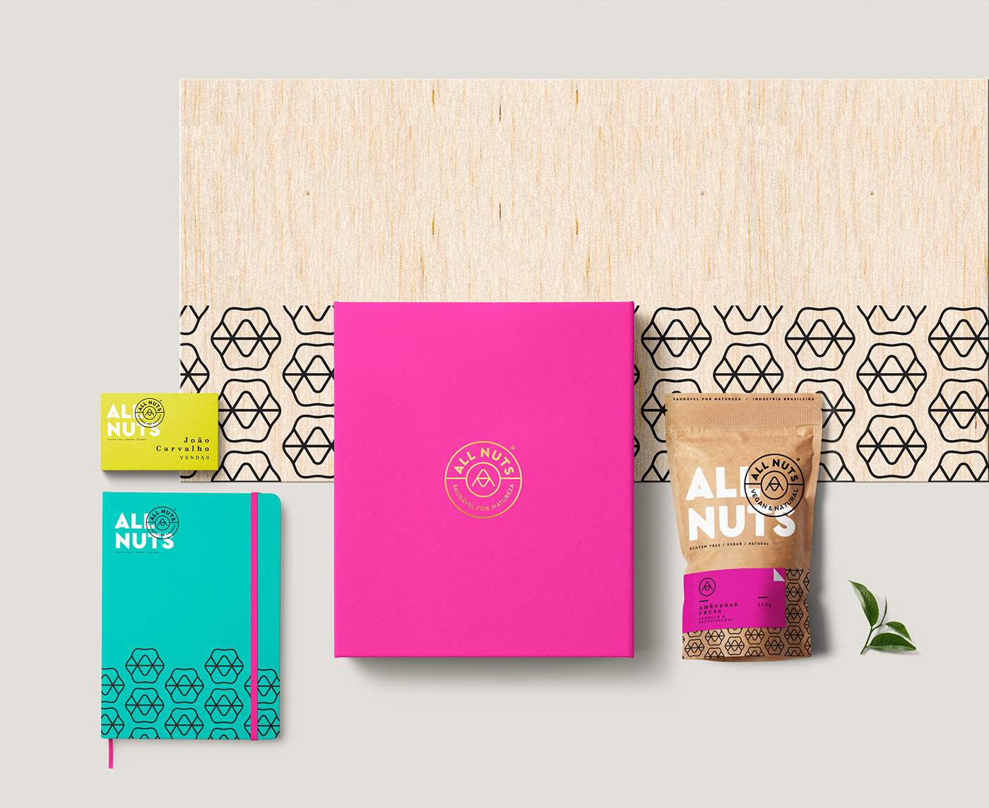 Brand Identity, Packaging Design and a we Monogram that Becomes a Pattern for Nuts