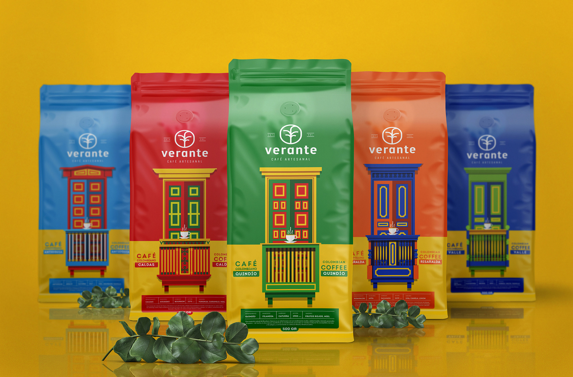 Colourful Brand and Packaging Design for an Independent Coffee Roasted in Colombia