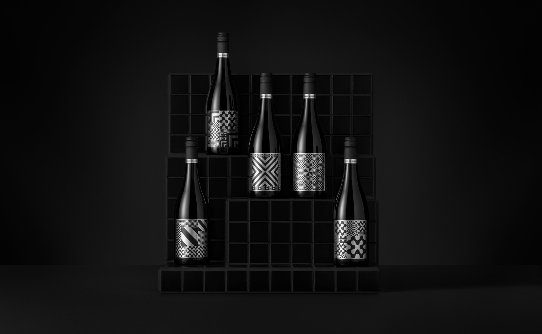 Simple Grid System Combined with Unique Graphic Symbols Inspired Packaging Design Wine Labels