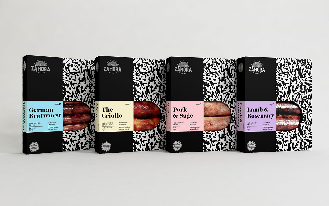 Packaging Design Collection Concept for Simple Sleek Sausages World