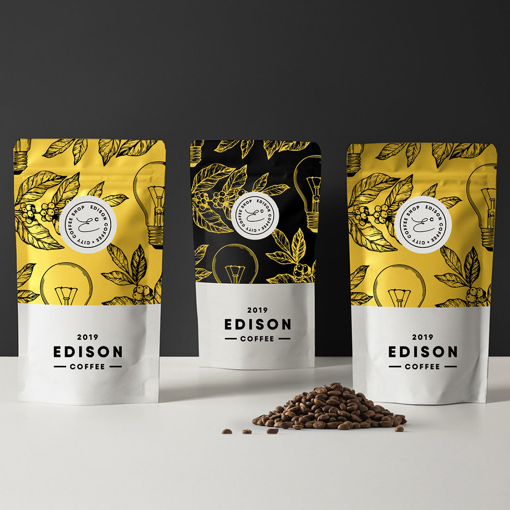 Edison Coffee Brand Identity and Packaging Design for a New Local