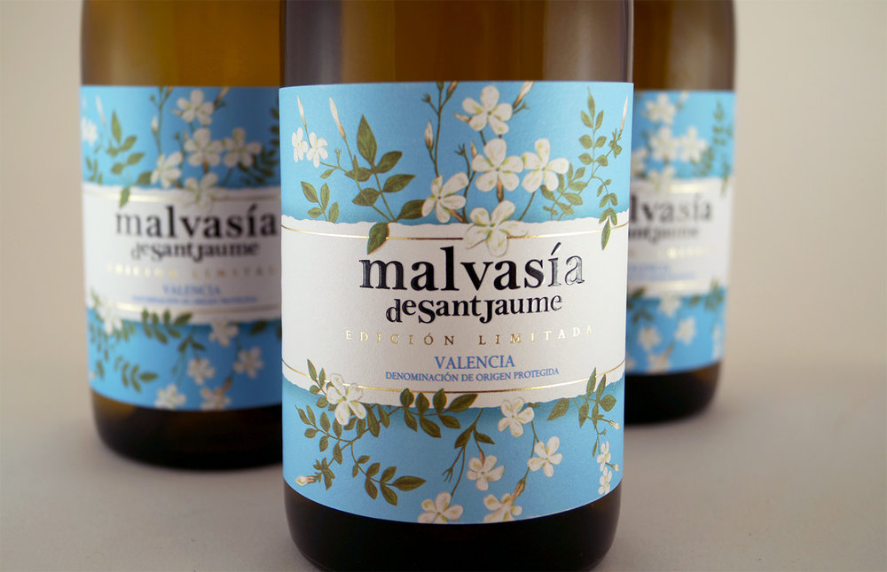 Branding and Packaging for White Wine Malvasia De Sant Jaume (Cherubino Valsangiacomo), Spain