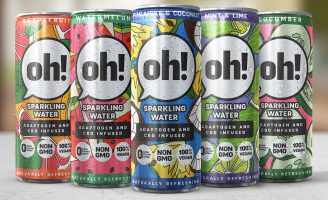 Oh! Sparkling Water Packaging, Adaptogen and Cbd Infused Flavored Water