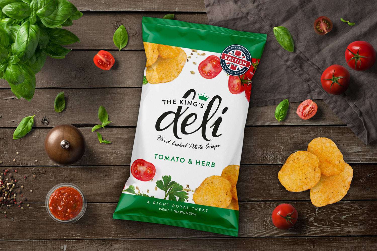 Brand and Packaging Design for The King’s Deli Crisps