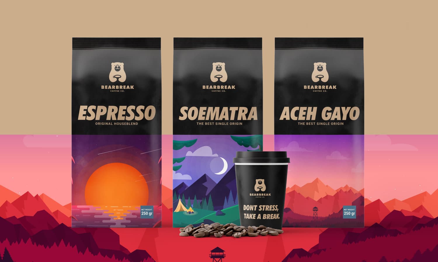 Creating Business Concept, Branding for Bearbreak Coffee Co, Startups Company.