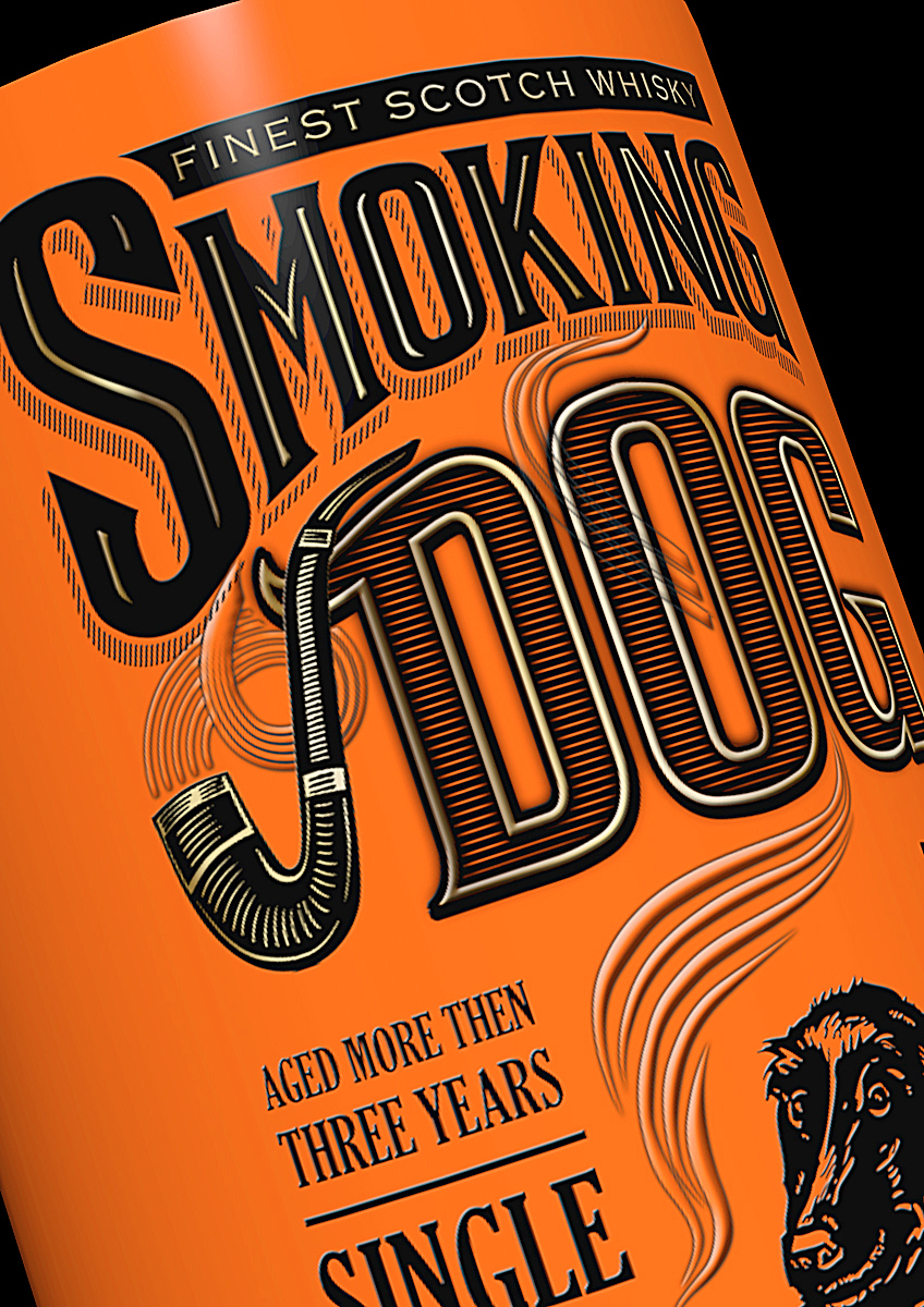 Skvorets design | Roman Skvortsov – The Smoking Dog whisky (project)