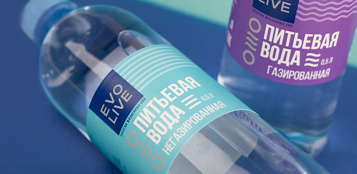 Packaging design for the Evolive brand of drinking water