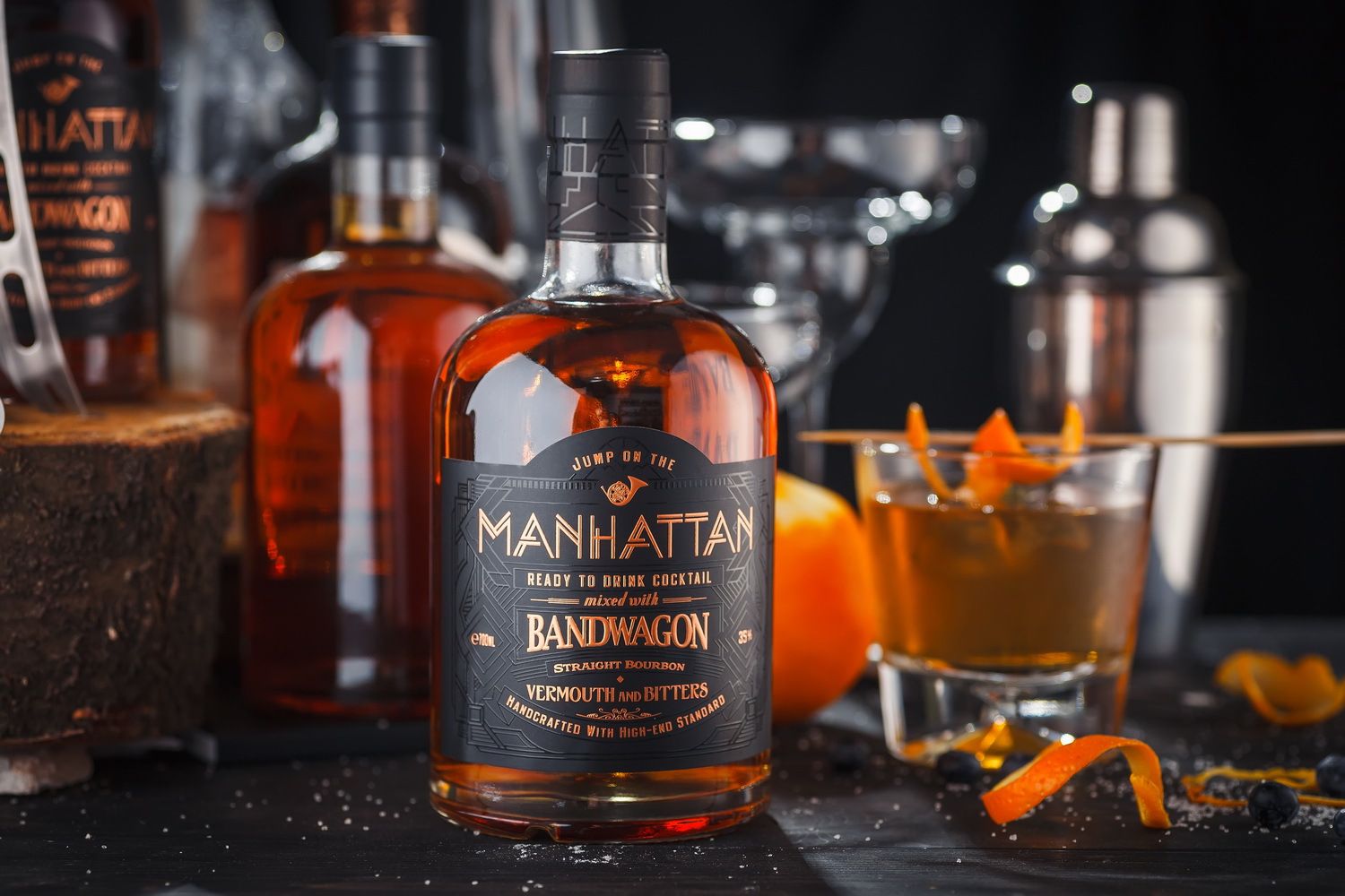 Manhattan Pre-mixed Cocktail Label Design