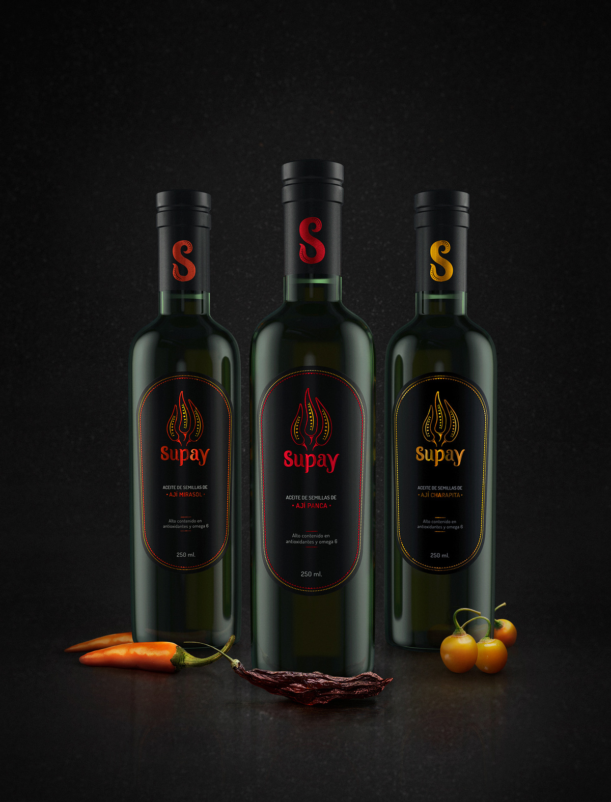 SUPAY packaging design for a Peruvian chili oil