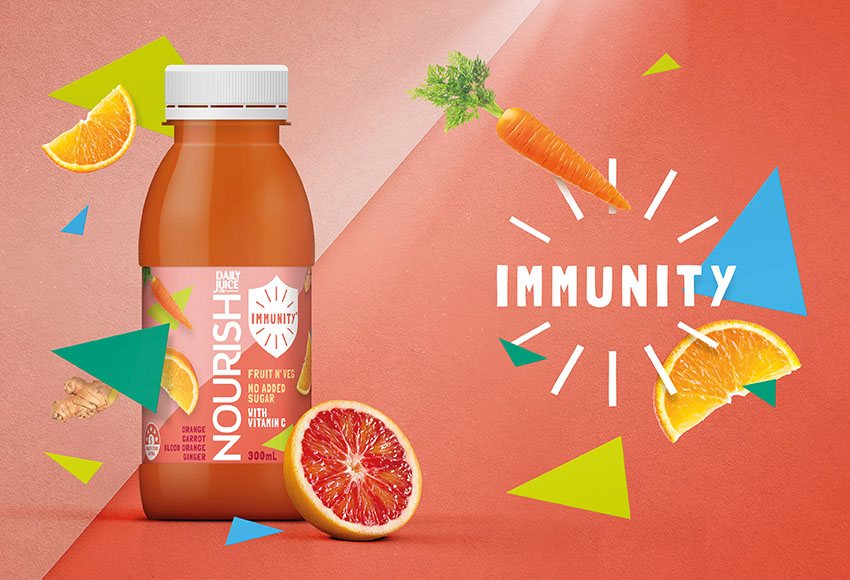 Nourish Juice Range, A Fresh New Design With a Playful Wellbeing Focus