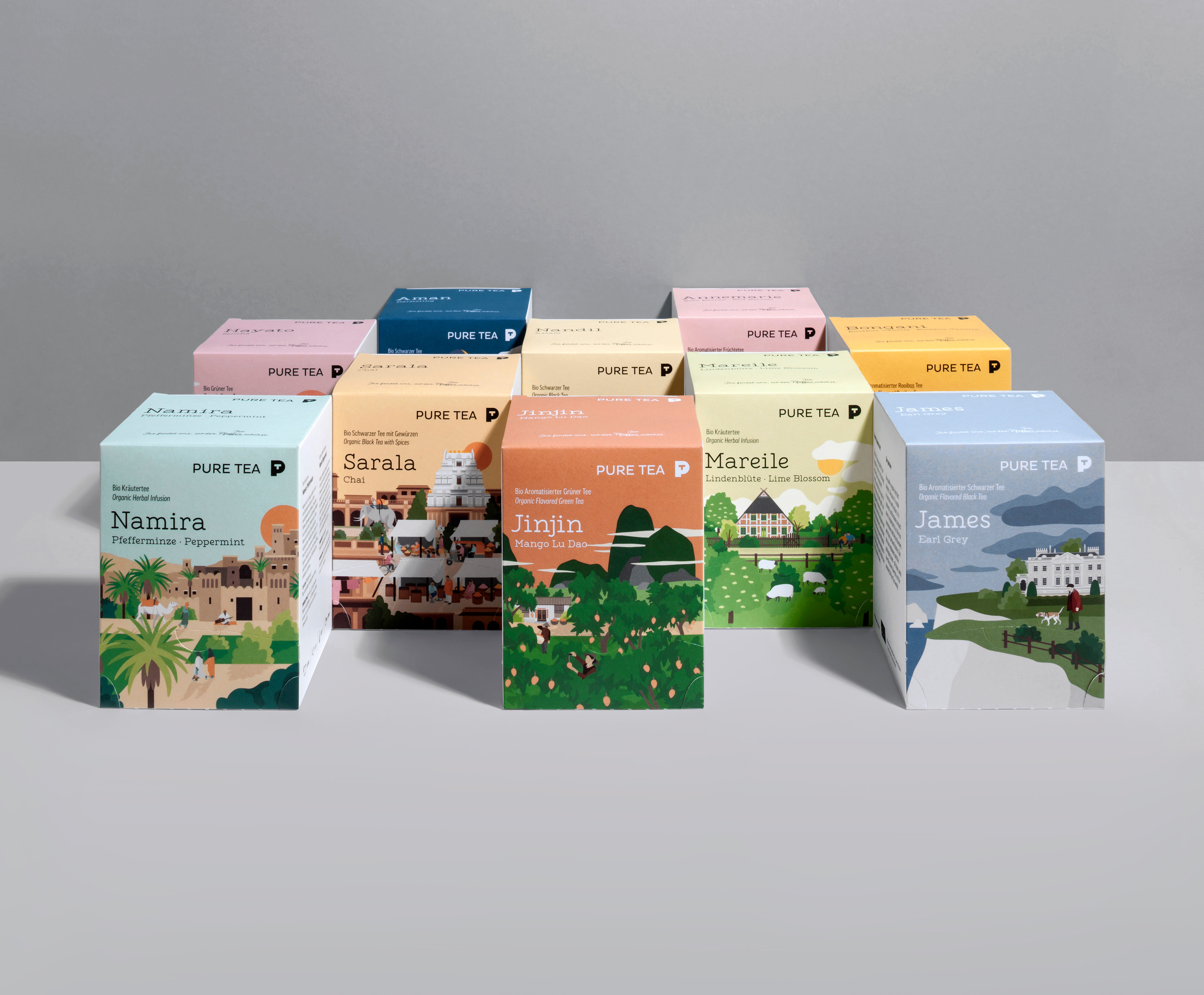 Pure Tea Packaging Illustrations - World Brand Design