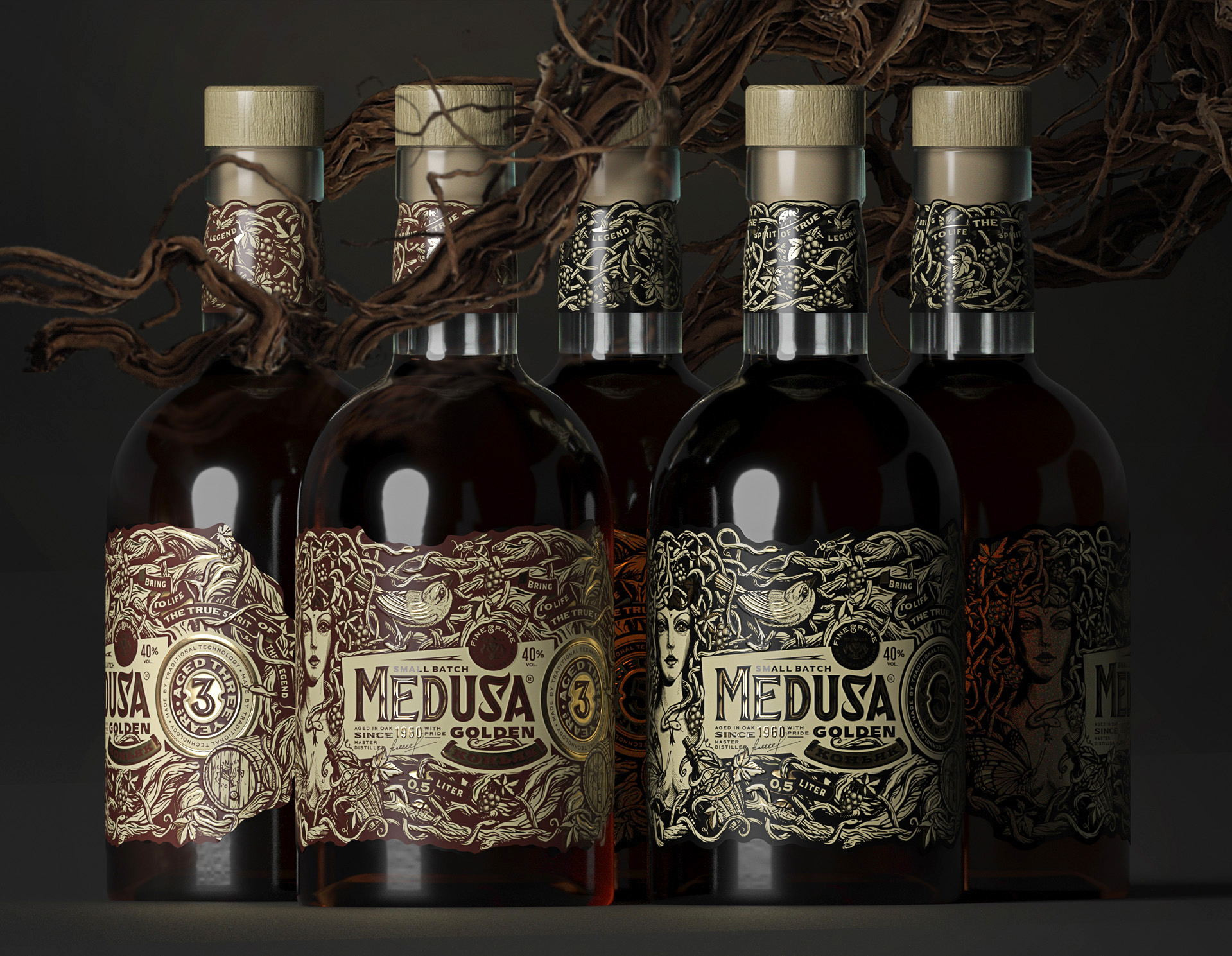 Mortally Beautiful Label Design for Medusa Cognac