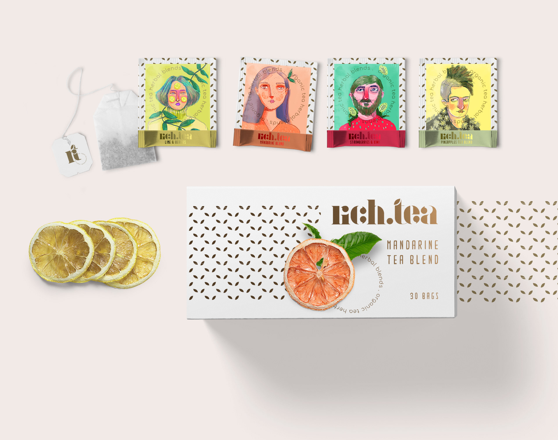 Brand Identity and Packaging for “Rich.Tea” Infusions