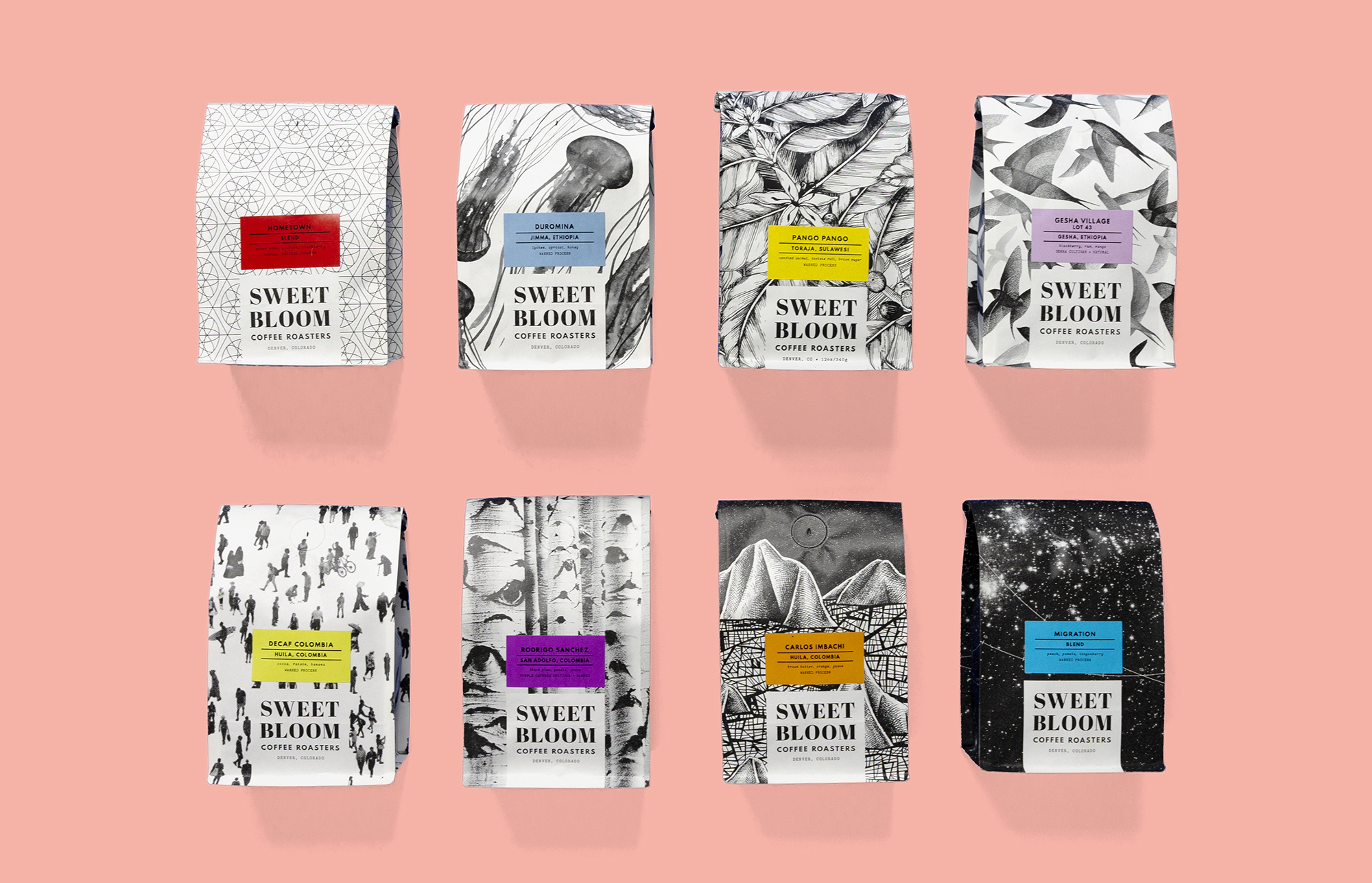 The Made Shop Redesign of Sweet Bloom Coffee Roasters Packaging
