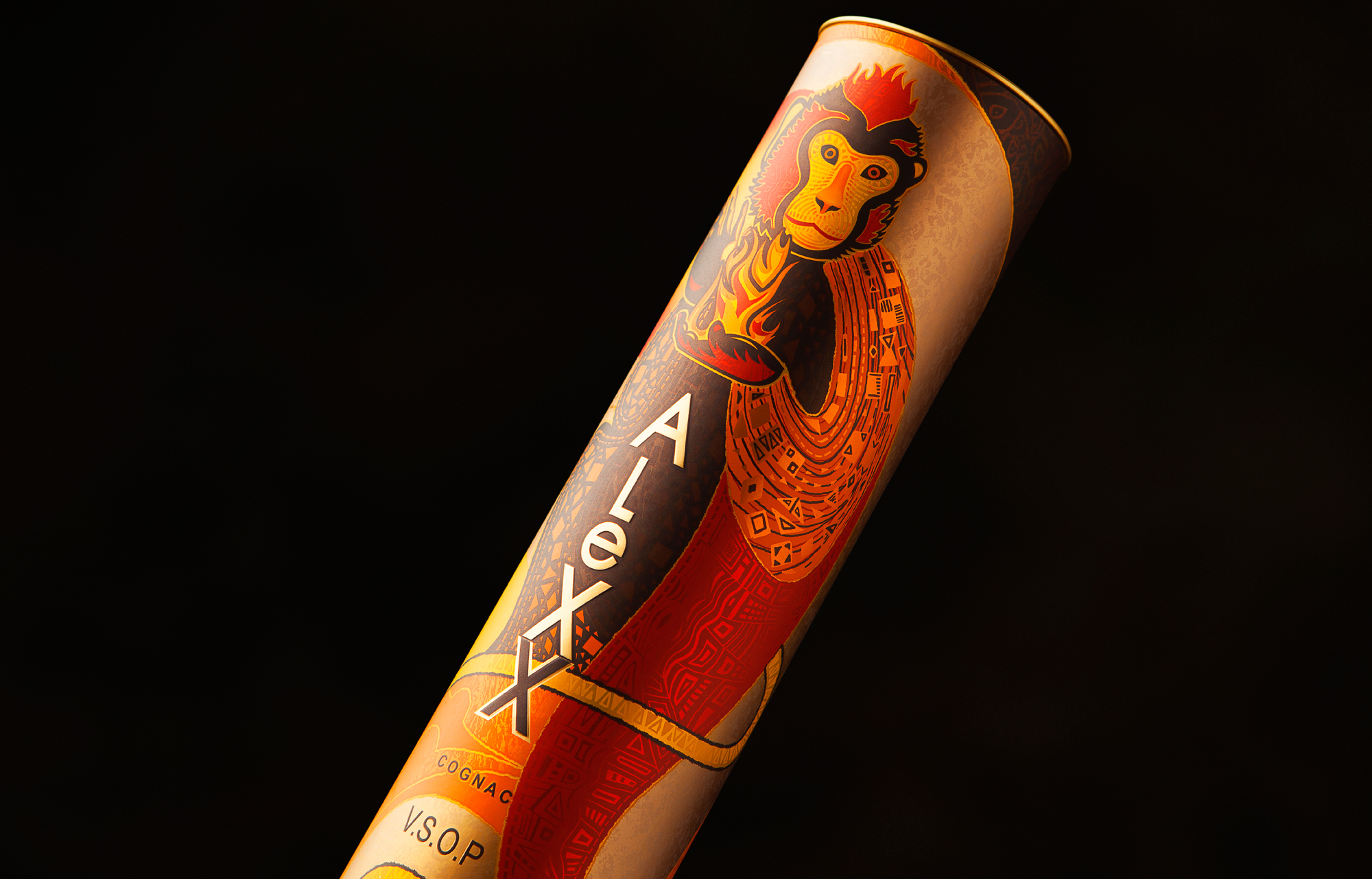 Krylia FMCG Branding Designs New Year “Red Fire Monkey” Limited Edition Packaging Design for AleXX Cognac