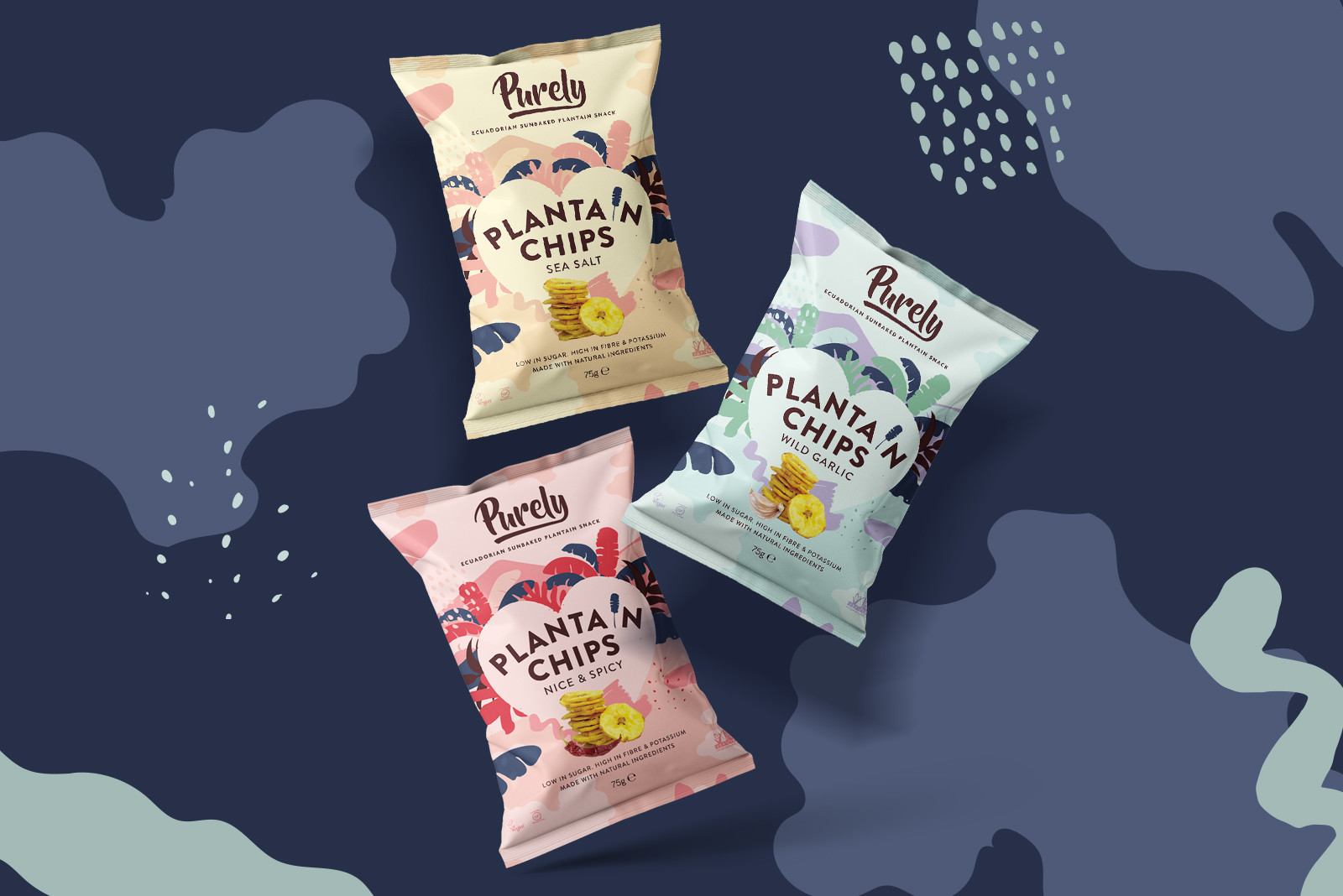 Purely Plantain, Plantain Chip Packaging Design Created by Cubiq