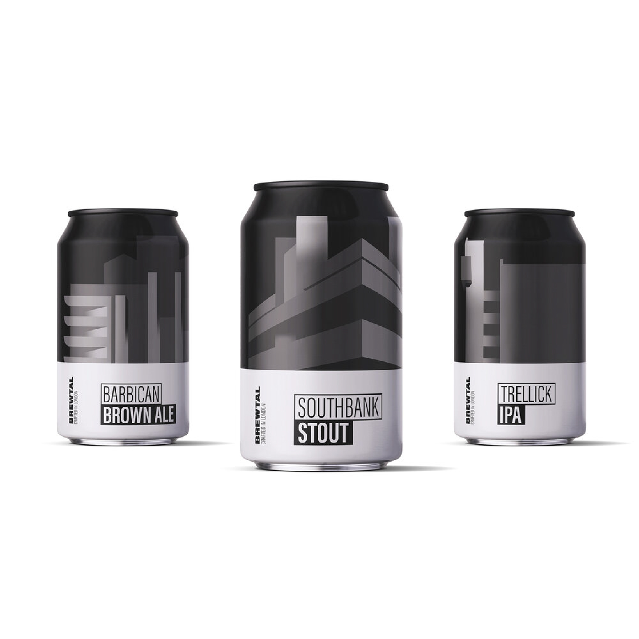 A Series of Beer Cans, Influenced by Brutalist Buildings from London
