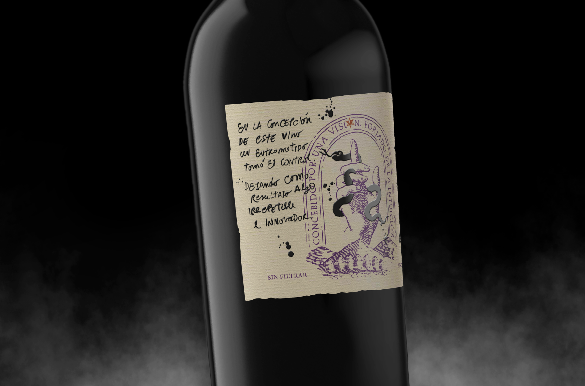 Elegant and Stylish Artistically Intervened Wine Label Design by Jacomy Mayne