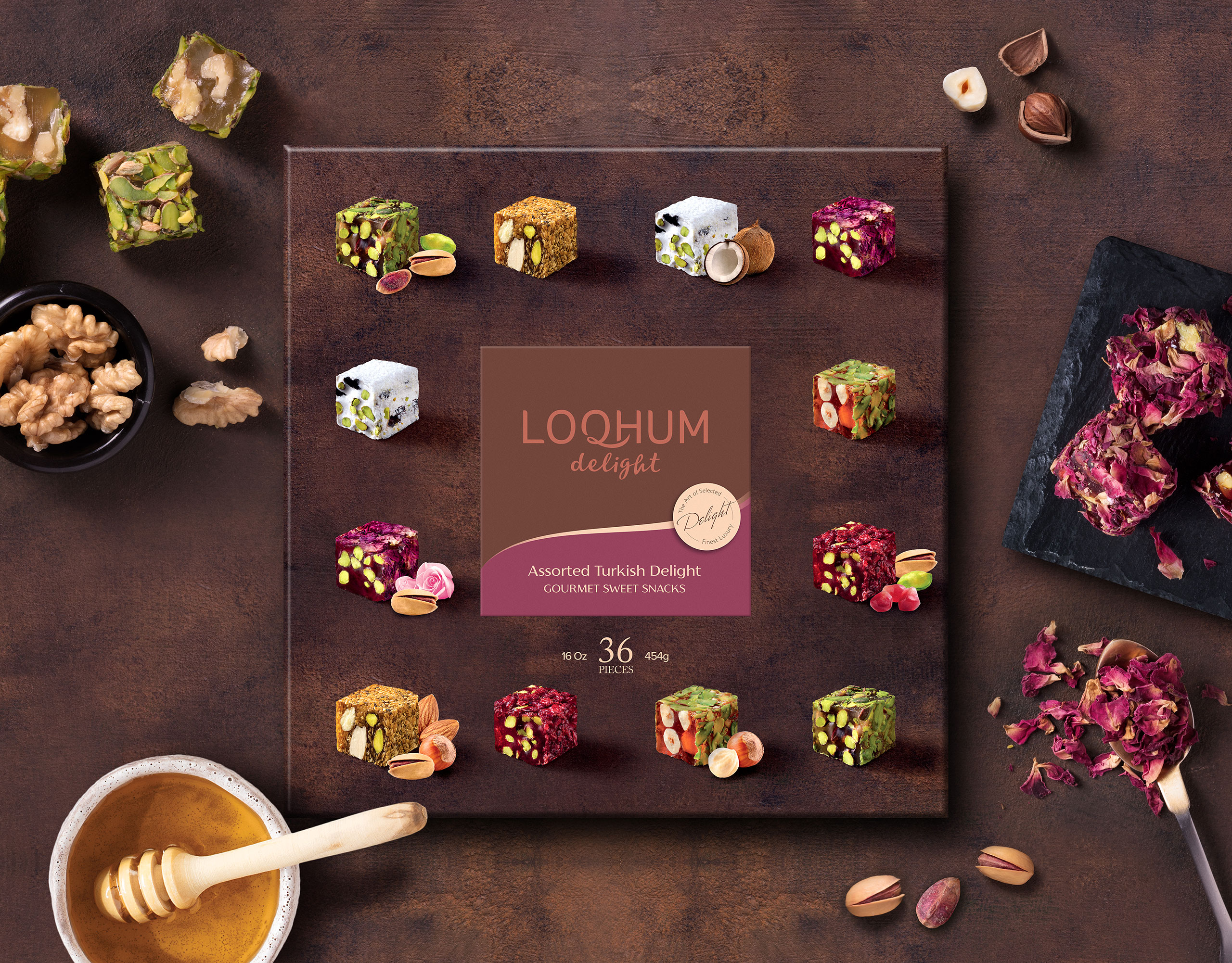 Yunus Ozmen Creates Loqhum Delight Gourmet Turkish Delight Packaging Design