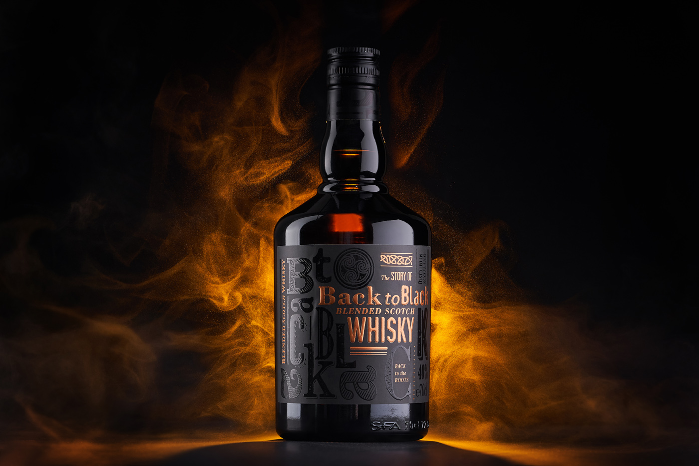 Back to Black Blended Scotch Packaging Label Design by 43oz Design Studio