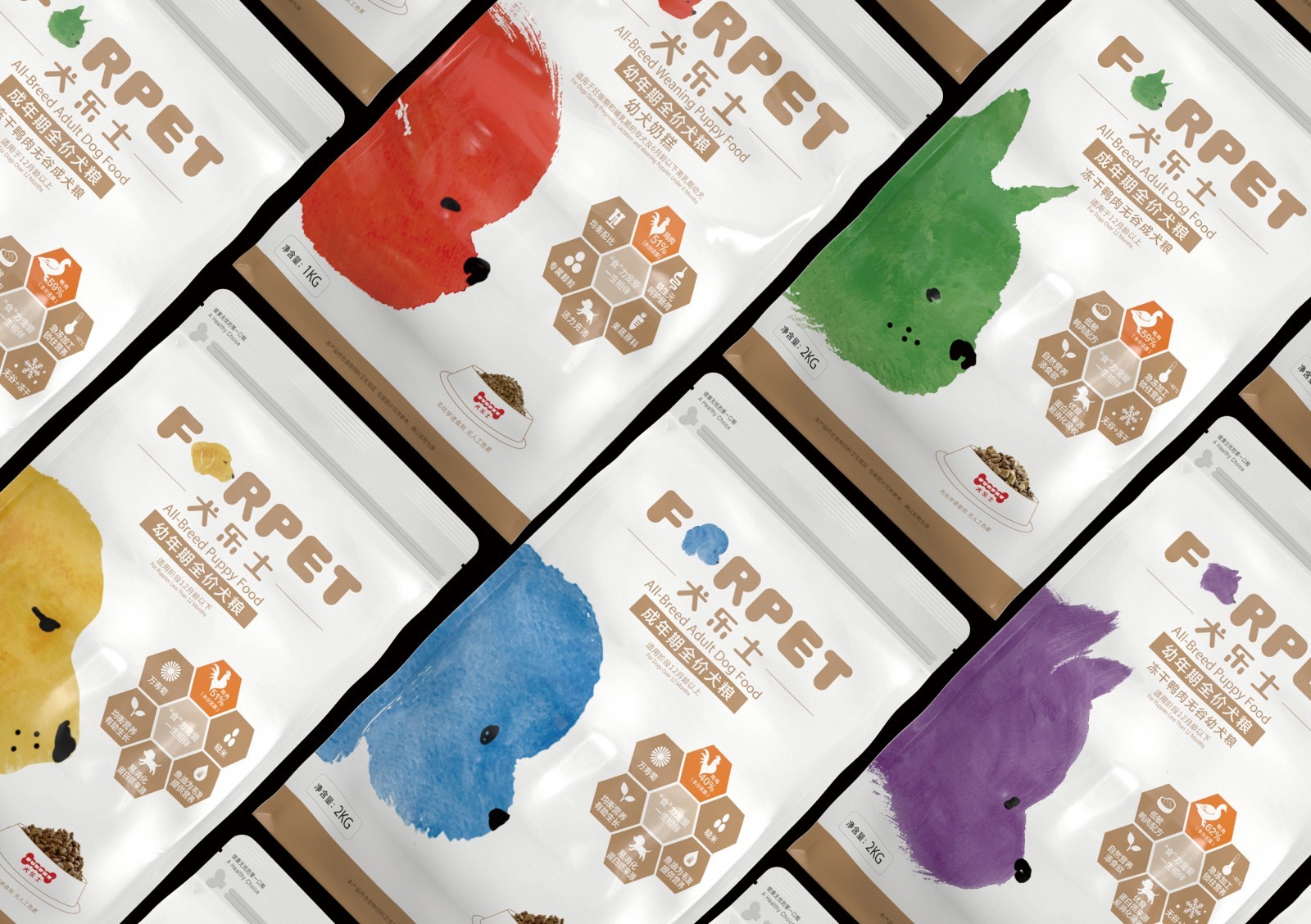 Hand Drawn Watercolor Illustrations for Forpet Dog Food