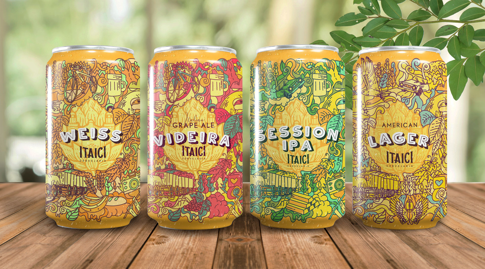 Brazilian Itaici Brewery Packaging Labels Designed and Illustrated by Giovanni Vilela