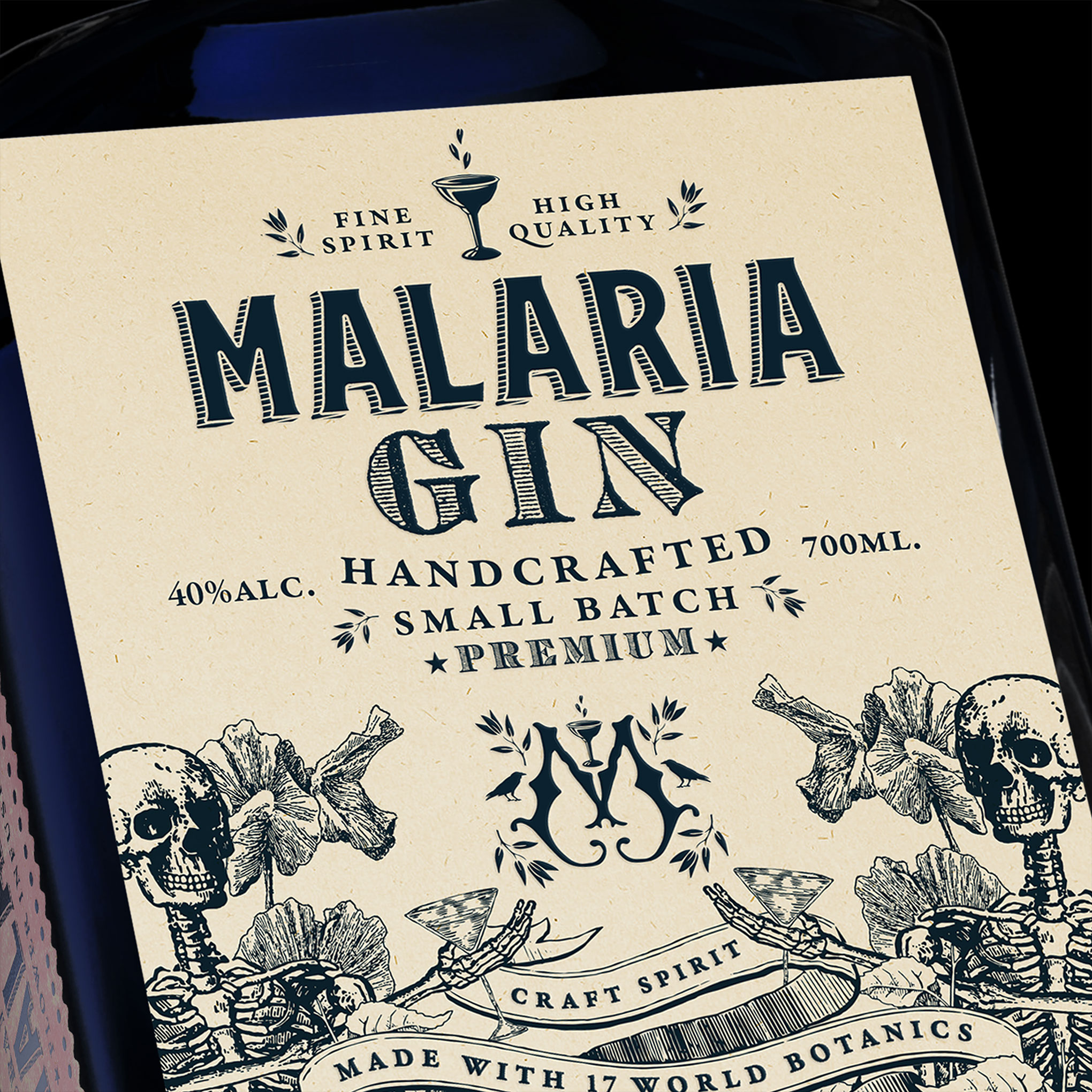 Malaria Gin Handcrafted Small Batch Label Design by Sinner