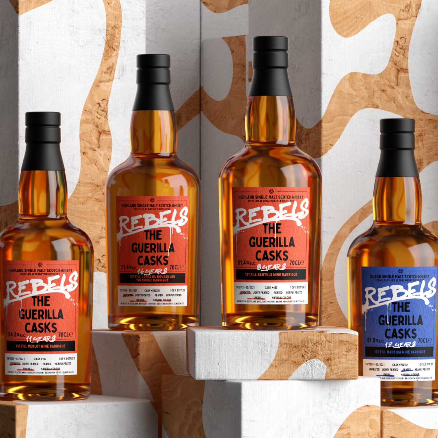 Brand Identity, Print and Digital Assets for Brave New Spirits Designed